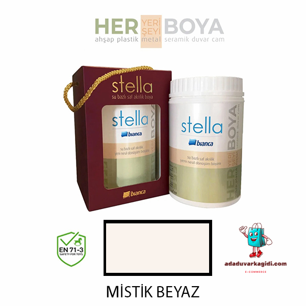 MİSTİK-BEYAZ-1LT BİANCA STELLA DÖNÜŞÜM BOYASI 1 LT (MİSTİK BEYAZ) - Görsel 1